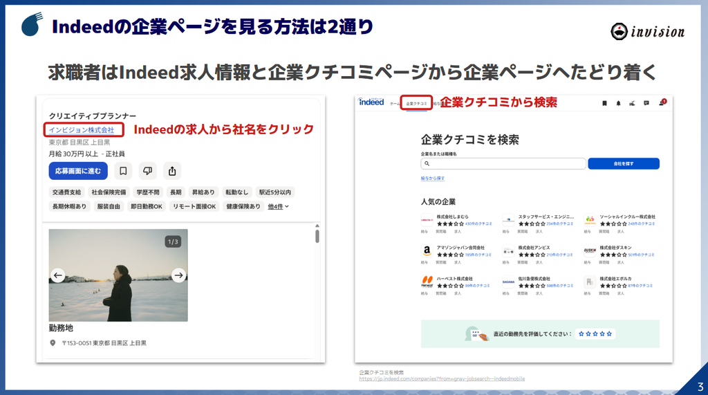 Indeed企業ページを見る方法は2通り